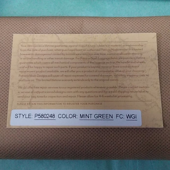 Patricia Nash White Wax Tool Fiora Satchel Purse, Mint - Picture 9 of 11